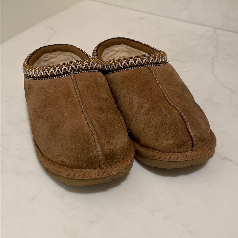 UGG Kids Tan Suede Slippers